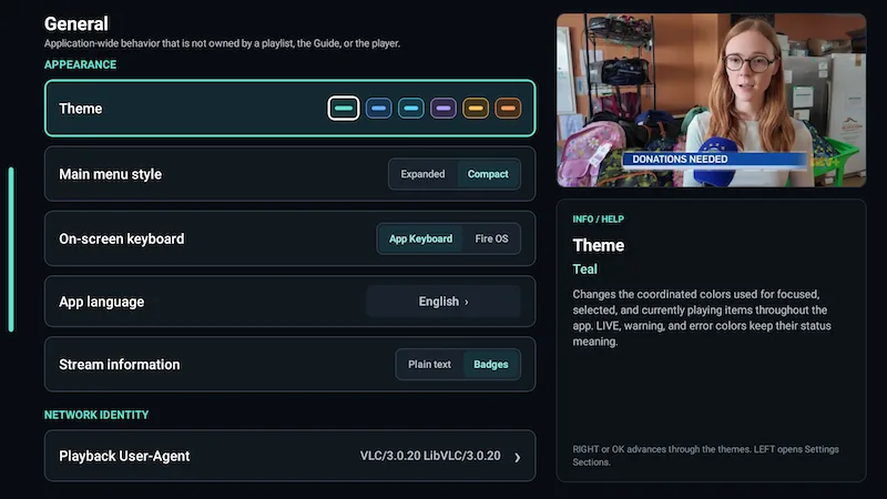 IPTuner Settings interface