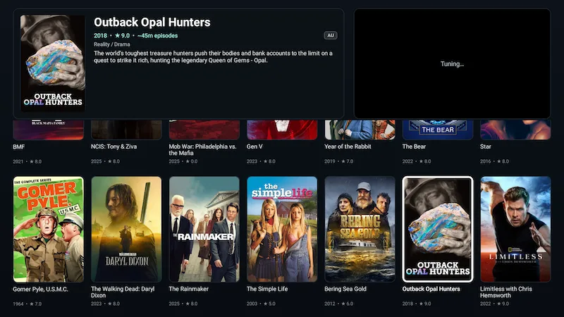 IPTuner Shows catalogue